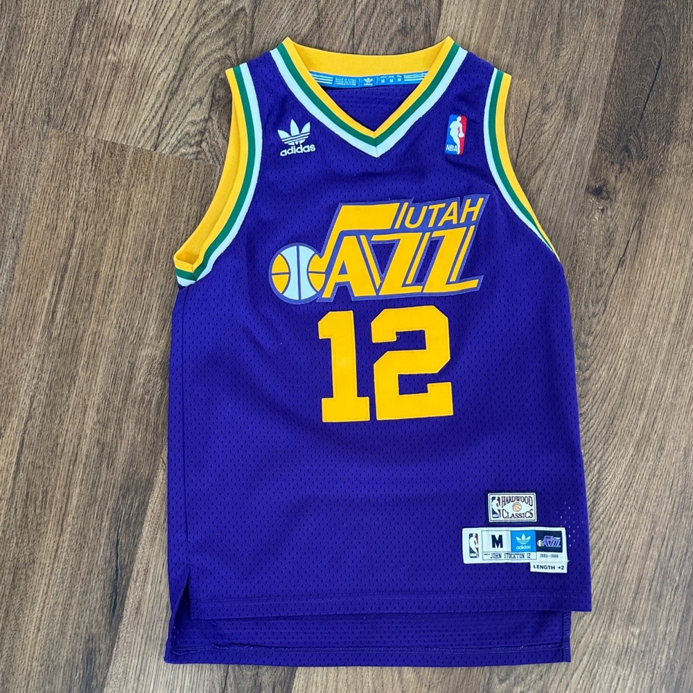 Adidas Utah Jazz Purple and Yellow Jersey Authentic Hardwood Classics